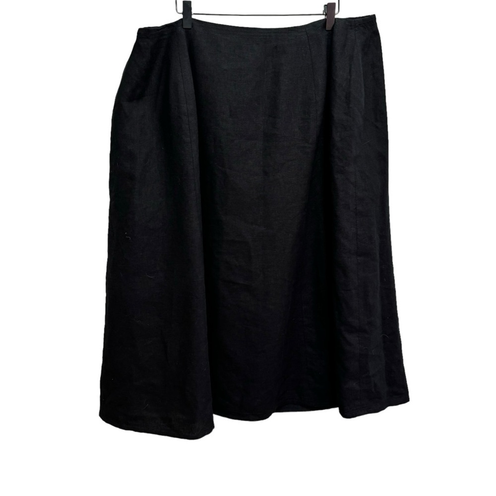 Talbots Black 100% Linen Midi Skirt Size 24 Neutral